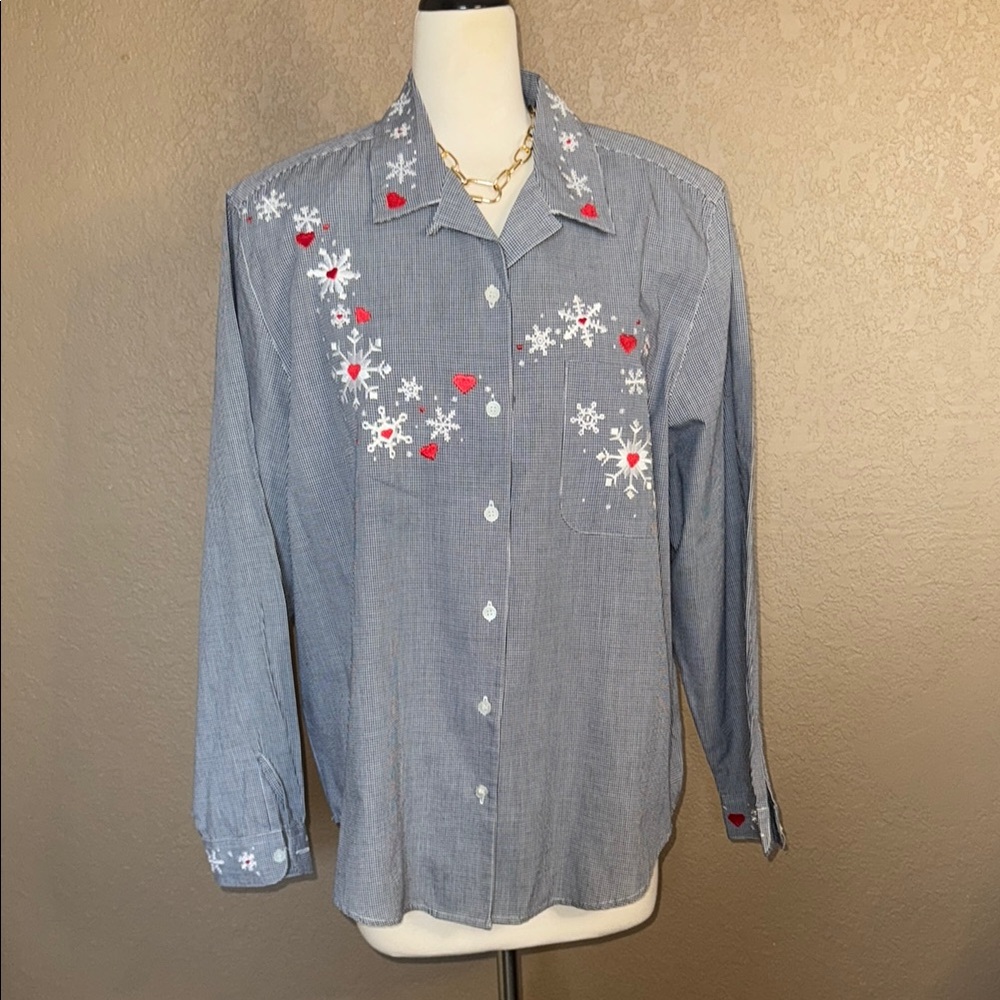Karen Scott Blouse with Embroidery